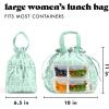 imageFit ampamp Fresh Cromwell Drawstring Lunch Bag for Women Complete Lunch Set with 2 Containers StainResistant LeakResistant Back to School Essential Teacher Lunchbox LemonsMint Smiles