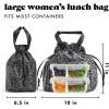 imageFit ampamp Fresh Cromwell Drawstring Lunch Bag for Women Complete Lunch Set with 2 Containers StainResistant LeakResistant Back to School Essential Teacher Lunchbox LemonsBlack Cheetah