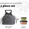 imageFit ampamp Fresh Cromwell Drawstring Lunch Bag for Women Complete Lunch Set with 2 Containers StainResistant LeakResistant Back to School Essential Teacher Lunchbox LemonsBlack Cheetah