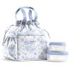 imageFit ampamp Fresh Cromwell Drawstring Lunch Bag for Women Complete Lunch Set with 2 Containers StainResistant LeakResistant Back to School Essential Teacher Lunchbox LemonsBlue Floral Toile