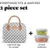 imageFit ampamp Fresh Bloomington Lunch Bag for Women  Insulated Large Lunch Box for Work with Containers LeakResistant StainResistant Zipper Closure Mocha Feline FineGrey Dot