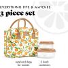 imageFit ampamp Fresh Bloomington Lunch Bag for Women  Insulated Large Lunch Box for Work with Containers LeakResistant StainResistant Zipper Closure Mocha Feline FineOrange Blossoms
