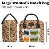 imageFit ampamp Fresh Bloomington Lunch Bag for Women  Insulated Large Lunch Box for Work with Containers LeakResistant StainResistant Zipper Closure Mocha Feline FineCheetah Spots