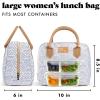 imageFit ampamp Fresh Bloomington Lunch Bag for Women  Insulated Large Lunch Box for Work with Containers LeakResistant StainResistant Zipper Closure Mocha Feline FineGray Seaport Geo