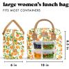 imageFit ampamp Fresh Bloomington Lunch Bag for Women  Insulated Large Lunch Box for Work with Containers LeakResistant StainResistant Zipper Closure Mocha Feline FineOrange Blossoms