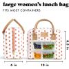 imageFit ampamp Fresh Bloomington Lunch Bag for Women  Insulated Large Lunch Box for Work with Containers LeakResistant StainResistant Zipper Closure Mocha Feline FineStrawberry
