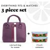 imageFit ampamp Fresh Bloomington Lunch Bag for Women  Insulated Large Lunch Box for Work with Containers LeakResistant StainResistant Zipper Closure Mocha Feline FinePlum Stripe