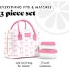 imageFit ampamp Fresh Bloomington Lunch Bag for Women  Insulated Large Lunch Box for Work with Containers LeakResistant StainResistant Zipper Closure Mocha Feline FinePink Bows