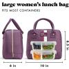 imageFit ampamp Fresh Bloomington Lunch Bag for Women  Insulated Large Lunch Box for Work with Containers LeakResistant StainResistant Zipper Closure Mocha Feline FinePlum Stripe