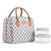 imageFit ampamp Fresh Bloomington Lunch Bag for Women  Insulated Large Lunch Box for Work with Containers LeakResistant StainResistant Zipper Closure Mocha Feline FineGrey Dot