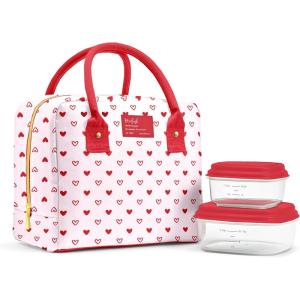 imageFit ampamp Fresh Bloomington Lunch Bag for Women  Insulated Large Lunch Box for Work with Containers LeakResistant StainResistant Zipper Closure Mocha Feline FineHeart Print