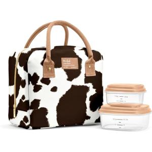 imageFit ampamp Fresh Bloomington Lunch Bag for Women  Insulated Large Lunch Box for Work with Containers LeakResistant StainResistant Zipper Closure Mocha Feline FineCowhide