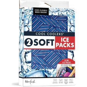 imageFit ampamp Fresh Cool Coolers 2 Pack Soft Ice for Lunch Bags Flexible Stretch Nylon Durable Reusable Lunch Box Ice Packs Soft Ice Reusable Freezer Packs Lunch Ice Easy to Clean Taupe CheckerboardNavy Sketch Weave  Blue