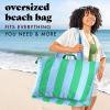 imageFit ampamp Fresh Large Beach Bag for Women  Extra Large Travel Tote With PocketsBlue  Green Stripe