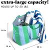 imageFit ampamp Fresh Large Beach Bag for Women  Extra Large Travel Tote With PocketsBlue  Green Stripe