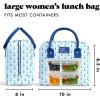 image:imageFit amp Fresh Bloomington Lunch Bag for Women  Insulated Large Lunch Box for Work with Containers LeakResistant StainResistant Zipper Closure Pink Dainty BowsBlue Tiny Flowers