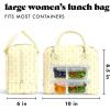 image:imageFit amp Fresh Bloomington Lunch Bag for Women  Insulated Large Lunch Box for Work with Containers LeakResistant StainResistant Zipper Closure Pink Dainty BowsYellow Tiny Flowers