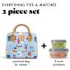 image:imageFit amp Fresh Bloomington Lunch Bag for Women  Insulated Large Lunch Box for Work with Containers LeakResistant StainResistant Zipper Closure Pink Dainty BowsMulticolor
