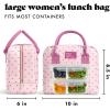 image:imageFit amp Fresh Bloomington Lunch Bag for Women  Insulated Large Lunch Box for Work with Containers LeakResistant StainResistant Zipper Closure Pink Dainty BowsTiny Pink Hearts