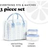 image:imageFit amp Fresh Bloomington Lunch Bag for Women  Insulated Large Lunch Box for Work with Containers LeakResistant StainResistant Zipper Closure Pink Dainty BowsLight Blue Wallpaper Bows