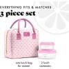 image:imageFit amp Fresh Bloomington Lunch Bag for Women  Insulated Large Lunch Box for Work with Containers LeakResistant StainResistant Zipper Closure Pink Dainty BowsTiny Pink Hearts