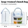 image:imageFit amp Fresh Bloomington Lunch Bag for Women  Insulated Large Lunch Box for Work with Containers LeakResistant StainResistant Zipper Closure Pink Dainty BowsLight Blue Wallpaper Bows
