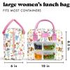 image:imageFit amp Fresh Bloomington Lunch Bag for Women  Insulated Large Lunch Box for Work with Containers LeakResistant StainResistant Zipper Closure Pink Dainty BowsColorful Bows  Flowers