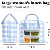 image:imageFit amp Fresh Bloomington Lunch Bag for Women  Insulated Large Lunch Box for Work with Containers LeakResistant StainResistant Zipper Closure Pink Dainty BowsCornflower Blue Picnic