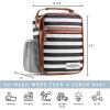 image:imageFit amp Fresh Insulated Lunch Box for Kids Blue Polyester 10 x 825 x 4 with Side Pocket and Front ZipBlack  White Stripe