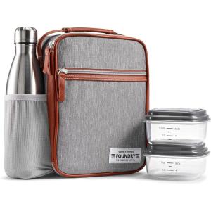 image:imageFit amp Fresh Insulated Lunch Box for Kids Blue Polyester 10 x 825 x 4 with Side Pocket and Front ZipGray