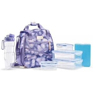 image:imageFit amp Fresh Kate Insulated Lunch Bag with Side Pouch amp Carry Handles Complete Lunch Kit Includes Matching Tumbler 4 Containers amp Ice Pack Colorful LeopardLilac