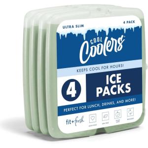 image:imageCool Coolers by Fit amp Fresh Slim Ice Packs Quick Freeze Reusable Ice Packs for Lunch Boxes amp Coolers LongLasting Space Saving Lunch Ice Packs Ivory 4PkSage