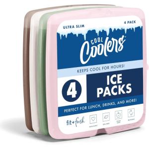 image:imageCool Coolers by Fit amp Fresh Slim Ice Packs Quick Freeze Reusable Ice Packs for Lunch Boxes amp Coolers LongLasting Space Saving Lunch Ice Packs Ivory 4PkMulticolor Neutrals