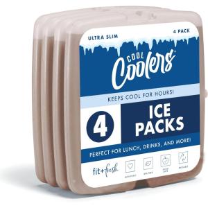 image:imageCool Coolers by Fit amp Fresh Slim Ice Packs Quick Freeze Reusable Ice Packs for Lunch Boxes amp Coolers LongLasting Space Saving Lunch Ice Packs Ivory 4PkTaupe