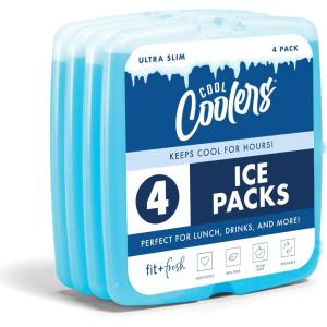 image:imageCool Coolers by Fit amp Fresh Slim Ice Packs Quick Freeze Reusable Ice Packs for Lunch Boxes amp Coolers LongLasting Space Saving Lunch Ice Packs Ivory 4PkClear Blue