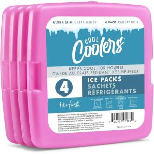 image:imageCool Coolers by Fit amp Fresh Slim Ice Packs Quick Freeze Reusable Ice Packs for Lunch Boxes amp Coolers LongLasting Space Saving Lunch Ice Packs Ivory 4PkPurple 4 PK