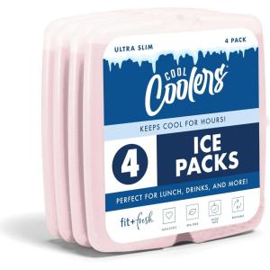 image:imageCool Coolers by Fit amp Fresh Slim Ice Packs Quick Freeze Reusable Ice Packs for Lunch Boxes amp Coolers LongLasting Space Saving Lunch Ice Packs Ivory 4PkLight Pink