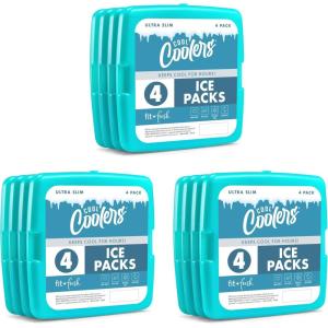 image:imageCool Coolers by Fit amp Fresh Slim Ice Packs Quick Freeze Reusable Ice Packs for Lunch Boxes amp Coolers LongLasting Space Saving Lunch Ice Packs Ivory 4PkGreen 12 PK