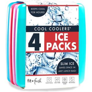 image:imageCool Coolers by Fit amp Fresh Slim Ice Packs Quick Freeze Reusable Ice Packs for Lunch Boxes amp Coolers LongLasting Space Saving Lunch Ice Packs Ivory 4PkNew Multi