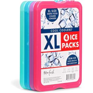 image:imageCool Coolers by Fit amp Fresh XL Slim Ice Packs Quick Freeze Reusable Ice Packs for Lunch Boxes amp Coolers LongLasting Space Saving Cooler Ice Packs Light Pink 4PkMulticolor 4 PK
