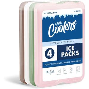 image:imageCool Coolers by Fit amp Fresh XL Slim Ice Packs Quick Freeze Reusable Ice Packs for Lunch Boxes amp Coolers LongLasting Space Saving Cooler Ice Packs Light Pink 4PkMulticolor