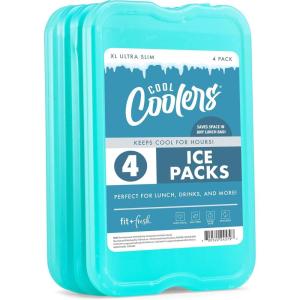 image:imageCool Coolers by Fit amp Fresh XL Slim Ice Packs Quick Freeze Reusable Ice Packs for Lunch Boxes amp Coolers LongLasting Space Saving Cooler Ice Packs Light Pink 4PkGreen 4 PK