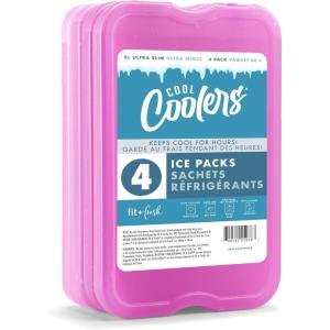 image:imageCool Coolers by Fit amp Fresh XL Slim Ice Packs Quick Freeze Reusable Ice Packs for Lunch Boxes amp Coolers LongLasting Space Saving Cooler Ice Packs Light Pink 4PkPurple 4 PK