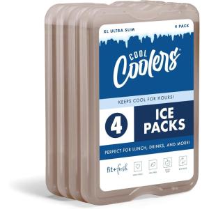 image:imageCool Coolers by Fit amp Fresh XL Slim Ice Packs Quick Freeze Reusable Ice Packs for Lunch Boxes amp Coolers LongLasting Space Saving Cooler Ice Packs Light Pink 4PkTaupe