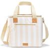 image:imageFit amp Fresh 24Can Soft Cooler Bag Insulated Leak Resistant Portable Soft Sided Bag for Travel Pink GinghamPina Colada Taupe Ivory Stripe
