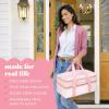 image:imageFit amp Fresh Insulated Casserole Carrier  Double Decker Food Carrier Fits Two 9x13 Dishes Expandable Hot amp Cold Food Transport Bag with Zipper Pocket for Potluck Easter amp Travel Taupe StripePink Gingham