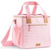 image:imageFit amp Fresh 24Can Soft Cooler Bag Insulated Leak Resistant Portable Soft Sided Bag for Travel Pink GinghamPink Gingham