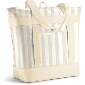 image:imageFit amp Fresh Insulated Grocery Tote Bag  Large Reusable Thermal Cooler Bag for Shopping Food Delivery amp Catering  Premium Leak Resistant Food Carrier Foldable Soft Cooler Pink GinghamPina Colada