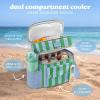 image:imageFit amp Fresh Sidekick Insulated Cooler Bag  Dual Compartment Leakproof Soft Sided Lunch Cooler Small Cooler Bag with Crossbody Strap 15 Can Capacity for Work Beach amp Travel Pina Colada CabanaCoastal Cabana Stripe