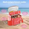 image:imageFit amp Fresh Sidekick Insulated Cooler Bag  Dual Compartment Leakproof Soft Sided Lunch Cooler Small Cooler Bag with Crossbody Strap 15 Can Capacity for Work Beach amp Travel Pina Colada CabanaDaiquiri Cabana Stripe